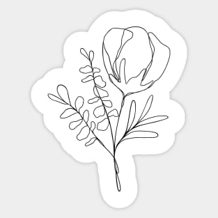 Wildflower Botanical Line Art | Elegant Floral Leaf Design Sticker